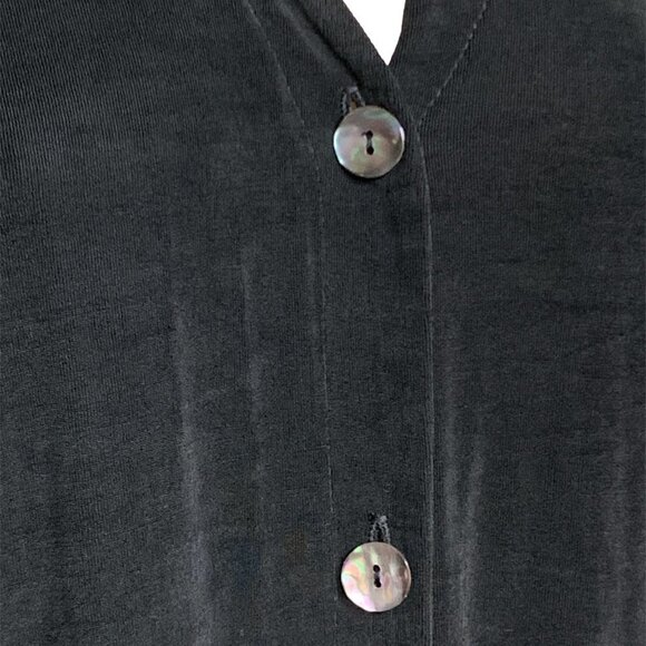 Hot Cotton Travelware Travel 3-Button Tunic Top/Cardigan Side Slit M Black 50F - Picture 6 of 8